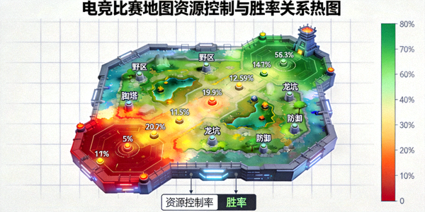 电竞比赛地图资源控制与胜率关系热图